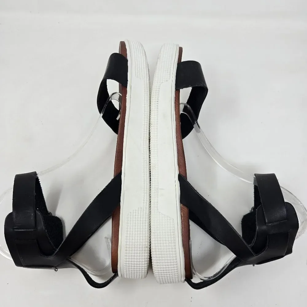 MIA Ellen Platform Black Strqppy Leather Sandals Buckled Ankle Strap Size‎ US10